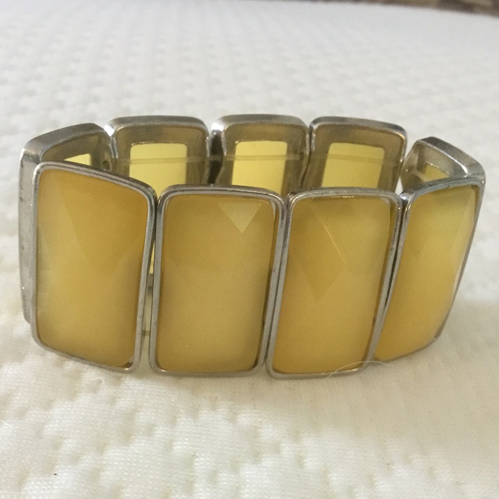 Vintage Yellow and Silver Stretchy Bracelet - Picture 9 of 12